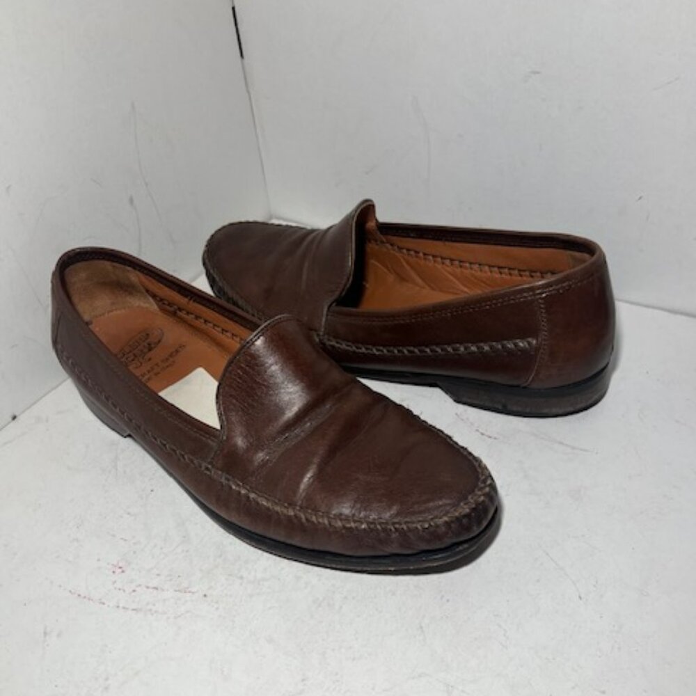 Men's Calzoleria Toscana Brown Leather Almond Toe Loafers Size 12D